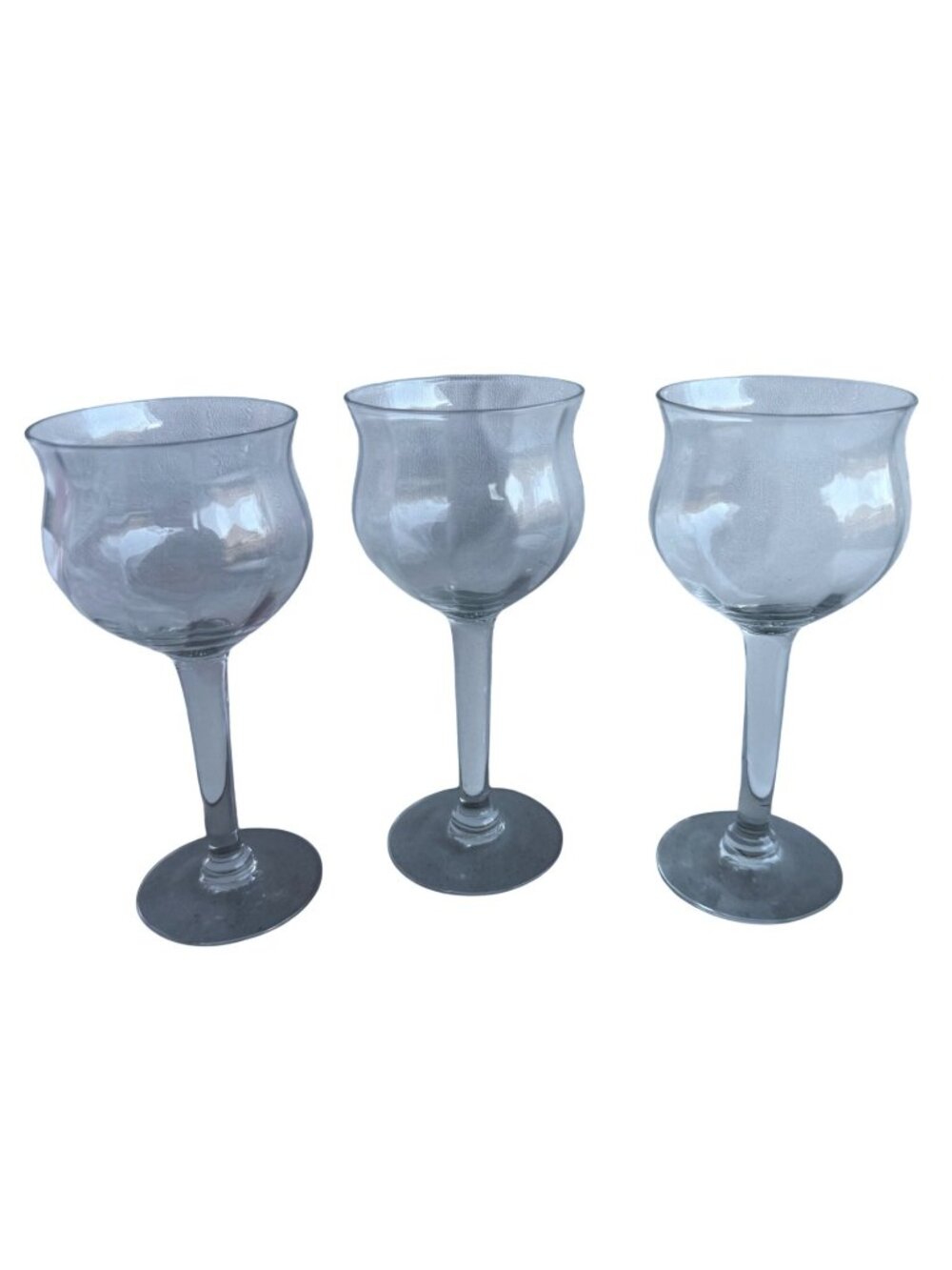 Set of 3 Collectible Clear 4 oz. Stemware Tulip-Shaped Drinking Glasses 5.25"H